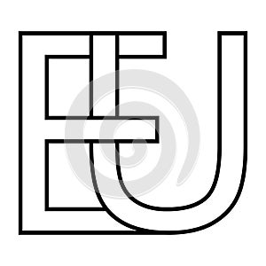 Logo sign eu ue icon Europe, European Union interlaced letters e t