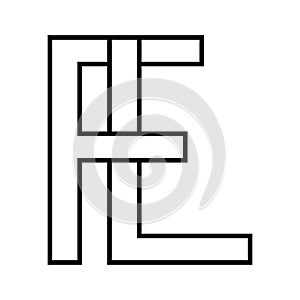 Logo sign, fl lf icon, nft fl interlaced letters f l