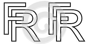 Logo sign fr and rf icon sign interlaced letters r, F vector logo rf, fr first capital letters pattern alphabet r f photo