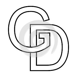 Logo sign gd dg icon, nft interlaced letters g d