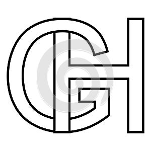 Logo sign gh hg icon nft interlaced letters g h