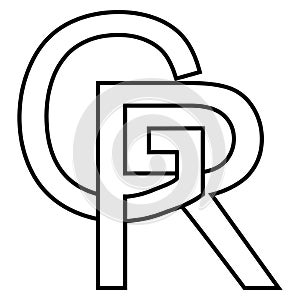 Logo sign gr rg icon, nft interlaced letters g r photo