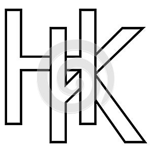 Logo sign hk kh icon nft, interlaced letters k h photo