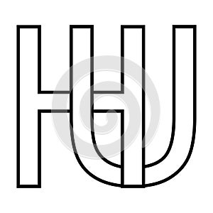Logo sign hu uh icon, nft interlaced letters u h photo