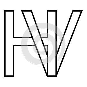 Logo sign hv vh icon, nft interlaced letters v h