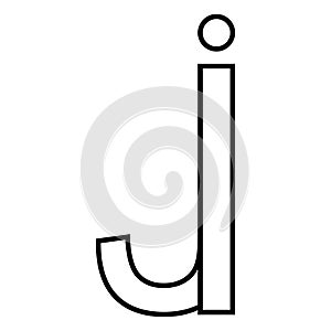 Logo sign ij ji icon double letters logotype i j