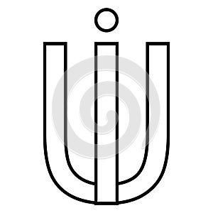 Logo sign iu ui icon, nft interlaced letters i u