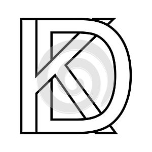 Logo sign kd dk, icon double letters logotype d k