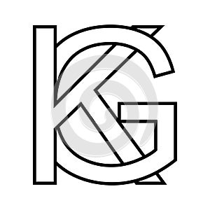 Logo sign kg gk icon double letters logotype g k photo