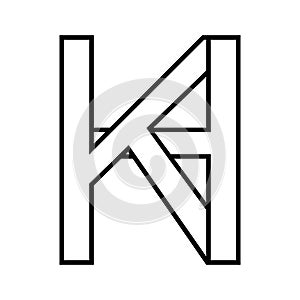 Logo sign kh hk, icon double letters logotype h k