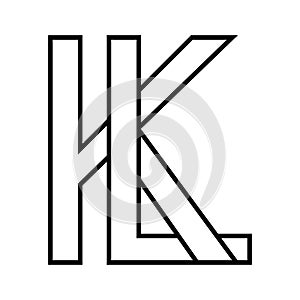 Logo sign kl lk, icon double letters logotype l k