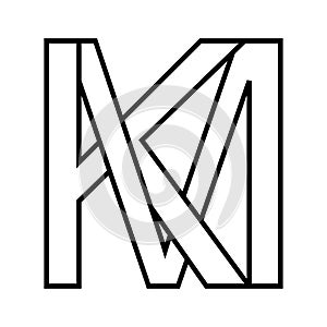 Logo sign km mk, icon double letters logotype m k photo