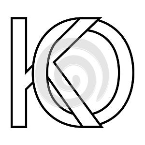 Logo sign ko ok, icon double letters logotype o k