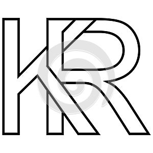 Logo sign kr rk, icon double letters logotype r k