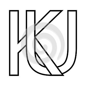 Logo sign ku uk, icon double letters logotype u k