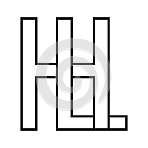 Logo sign lh hl, icon double letters logotype h l