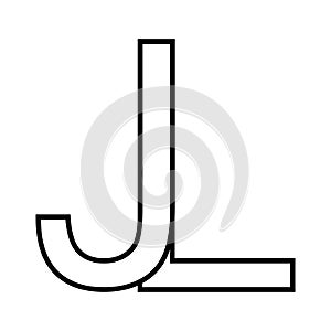Logo sign lj jl icon double, letters logotype l j
