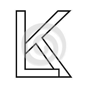 Logo sign lk kl, icon double letters logotype k l