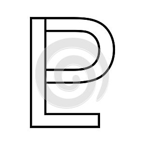 Logo sign lp pl, icon double letters logotype p l photo