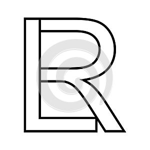 Logo sign lr rl icon double letters logotype r l