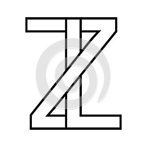 Logo sign lz zl, icon double letters logotype z l