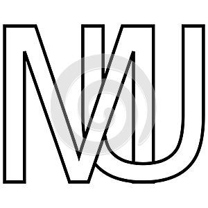 Logo sign mu um, icon double letters logotype m u