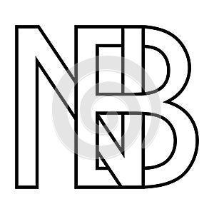 Logo sign nb bn, icon double letters logotype n b