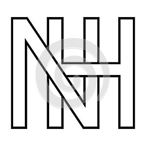 Logo sign nh hn, icon double letters logotype n h