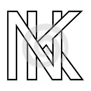 Logo sign nk kn icon double letters logotype n k