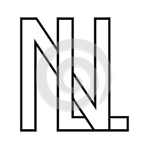 Logo sign nl, ln icon double letters logotype n l