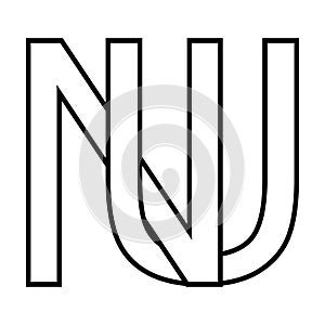 Logo sign nu, un icon double letters logotype n u photo