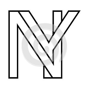 Logo sign ny yn icon double letters logotype n y