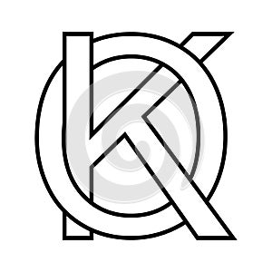 Logo sign ok ko icon double letters logotype k o