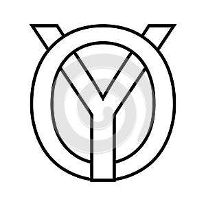 Logo sign oy yo icon double letters logotype y o