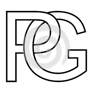 Logo sign pg gp icon double letters logotype p g