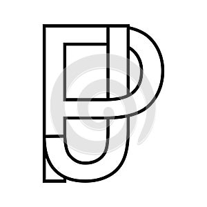 Logo sign pj jp icon double letters logotype p j