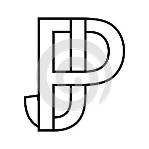 Logo sign pj jp icon double letters logotype p j