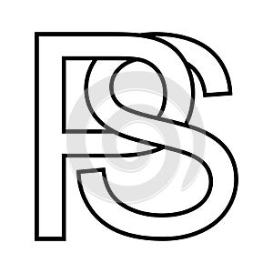 Logo sign ps sp icon double letters logotype p s