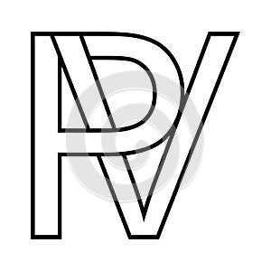 Logo sign pv vp icon double letters logotype p v photo