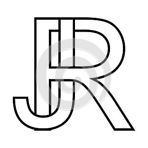 Logo sign rj jr icon double letters logotype r j