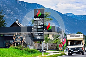 Logo sign of Socar gas station in Austria