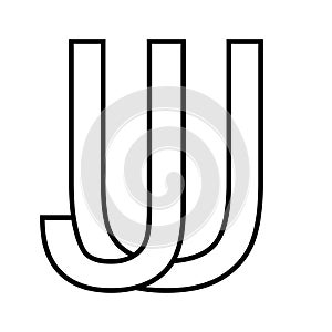 Logo sign uj ju icon double letters logotype u j photo