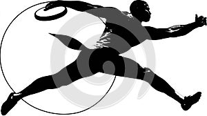 Discus Thrower Silhouette Black and White Action Pose