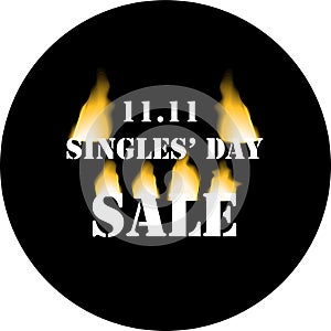 Logo for singles day sale in bright fire photo