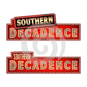 Logo Slogan Tagline New Orleans French Quarter Mardi Gras Southern Decadence Carnival Season Louisiana isolated on white