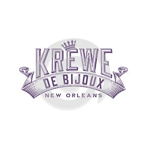 Logo Slogan Tagline New Orleans French Quarter Mardi Gras Southern Decadence Carnival Season Louisiana isolated on white