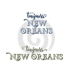 Logo Slogan Tagline New Orleans French Quarter Mardi Gras Southern Decadence Carnival Season Louisiana isolated on white