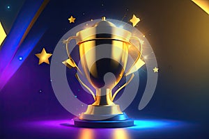 logo style illustration silhouette Champion golden cup. ai generative