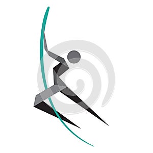 Logo, stylized figure of a woman who spins around a pole, stripper, sports, competitions, olympiad, isolated object on a white