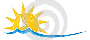 Logo sun with sailing vessel.